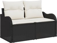 vidaXL Tuinbank Set Zwart en Wit Poly Rattan