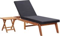 vidaXL Ligbed met tafel poly rattan en massief acaciahout