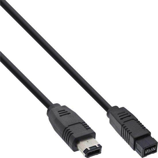 InLine FireWire 400-800 kabel met 6-pins - 9-pins connectoren / zwart - 3 meter