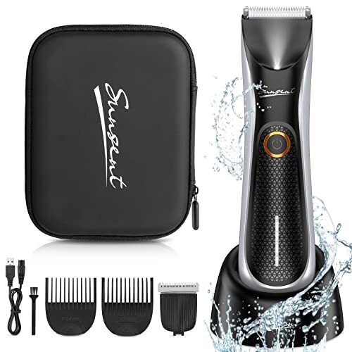 AXTERLLDAK Body Hair Trimmer voor mannen, elektrisch kogelscheerapparaat Groomer met LED-licht, SackSafe Guard, waterdicht, oplaadbaar - nat/droog privé-groomer - mannelijk lieshaar trimmen hygiëne scheermes