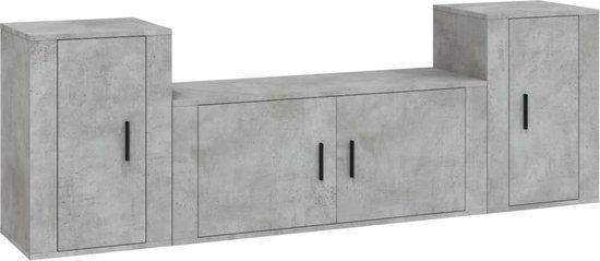 vidaXL 3-delige Tv-meubelset Bewerkt Hout Betongrijs