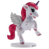 Dekora - Gelicenseerde Eenhoorn Taarttopper, wit en roze Eenhoorn plastic beeldje, 9cm