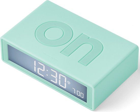 Lexon Flip Classic digitale omkeerbare wekker ON OFF - mint groen