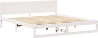 vidaXL Bedframe met hoofdeinde, Wit, 200 x 200 cm, Massief grenenhout