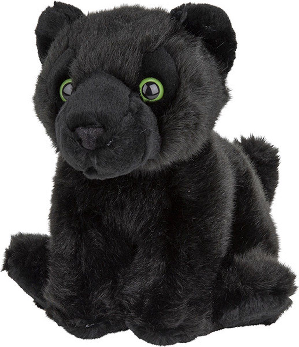 Nature Planet Pluche kleine zwarte panter knuffel van 18 cm