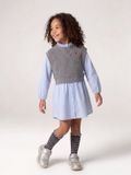 Vertbaudet Robe fille à effet 2-en-1 - Rayé - Gris chiné - Taille 116