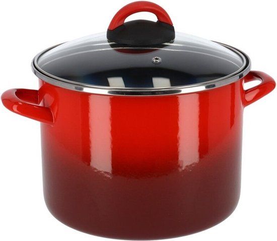 Magefesa Soeppan - 4.8L - RVS - Rood - 20cm - Met Deksel