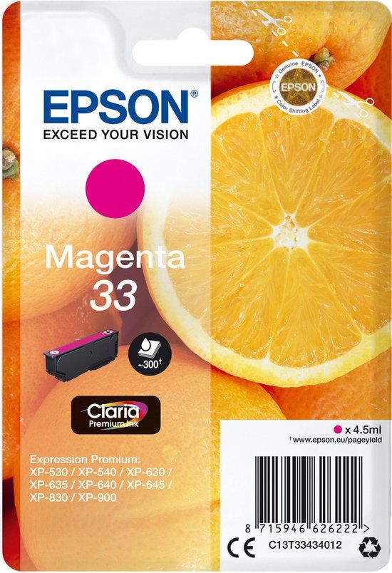 Epson 33 Magenta Ink Cartridge - Original - C13T33434010