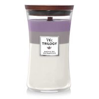 Woodwick Grote zandloper trilogie geurkaars met knetterende wick | Amethist Sky | 609 ml
