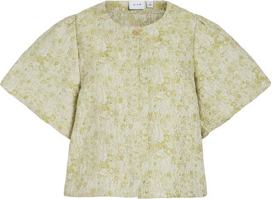 Vila Vest Vikaia O-neck 2/4 Jacquard Bolero/d 14113536 Smoke Green/jaguard Dames Maat - W44