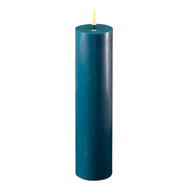 LED Candle 5 x 20 cm | Petroleum | 3D Flame | Deluxe HomeArt