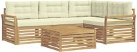 vidaXL - Buiten - bank - set - 5 - st - Wit - en - crèmekleurig - Polyester