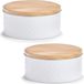 Zeller Boîte de conservation - 4x - blanc - 20 x 10 cm - 2 litres - boîte de conservation avec couvercle aspect bois