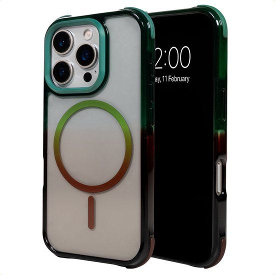 Selencia Gradient Backcover met MagSafe voor de Apple iPhone 16 Pro - Groen / Bruin