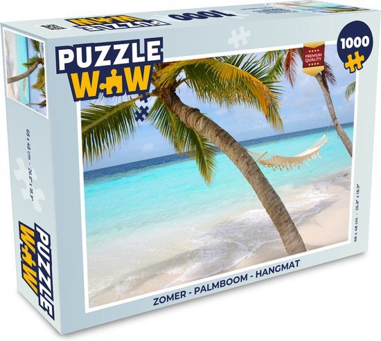 MuchoWow Puzzel Zomer - Palmboom - Hangmat - Legpuzzel - Puzzel 1000 stukjes volwassenen