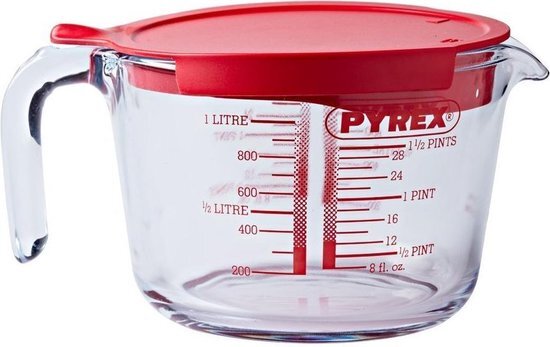 Pyrex maatbeker - met deksel - 1 liter