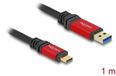 Delock USB 10 Gbps Cable USB Type-A male to USB Type-C™ male 1 m red metal