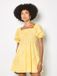 APRICOT APRIT GmbH Mini-jurkje met bloemenbroderie Geel Polyester Korte mouw Vierkante hals Pofmouw Gebloemd Casual Lente/Zomer M