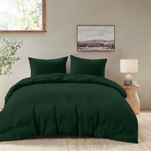 Dreamzie dekbedovertrek 200x200 cm met 2 kussenslopen 65x65 cm - Groen - Beddenset 200x200 cm van 100% microvezel - 3-delig - Gecertificeerd chemicaliënvrij (Oeko-Tex)