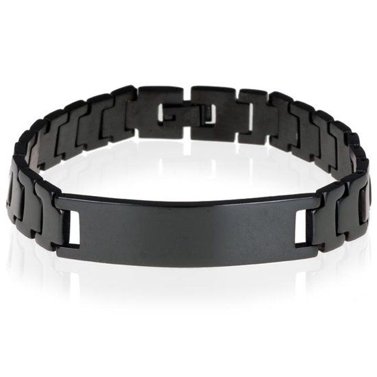 Mendes Heren armband Mendes Edelstaal ID Zwart