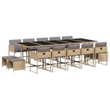 vidaXL 15-delige Tuinset met Kussens, Poly Rattan, Gemengd Beige