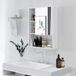 Armoire murale avec miroir pour salle de bain, meuble de rangement, 5 casiers et étagère ajustable, 60x15x76 cm, blanc