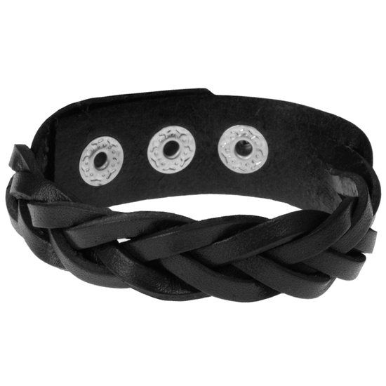 LGT JWLS Leren mannen armband Twisted Wrap Zwart