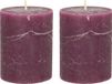 Merkloos Stompkaars/cilinderkaars - 2x - Bordeaux rood - 7 x 9 cm - Middel rustiek model