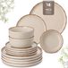 vancasso Servies, steengoed, 18-delig, set voor 6 personen, servies met kom, dessertborden, dinerborden, beige kleur