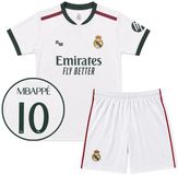 Real Madrid Voetbaltenue Mbappé - Thuis Voetbal Tenue Kinderen - Maat 116 t/m 164 - Seizoen 2026/2027 - Shirt en Broekje - Wit