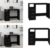 vidaXL Bureau met laden, zwart, 102 x 50 x 76 cm, bewerkt hout