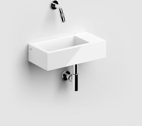 Clou Flush 3 fontein - 36x18x9cm - Wit Keramiek - Zonder Kraangat - Rechts
