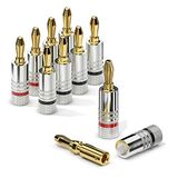 Sonero® Bananenstekker set van 8, voor alle luidsprekerkabels met een diameter tot max. 6 mm², 8 stuks met kleurcodering (12x rood, 12x zwart), 24k verguld