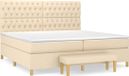 vidaXL Boxspringbed met matras, stof, crèmekleurig, 200x200 cm