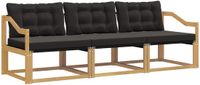 vidaXL - Bank loungeset - 3 zitplekken - Wit en zwart - Acacia hout