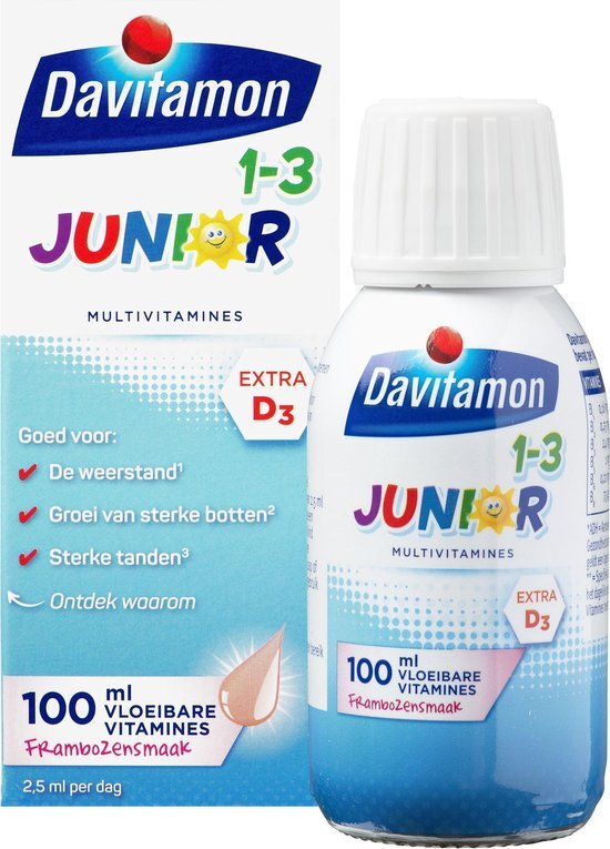 Davitamon Junior 1+ Framboos Vloeibaar 100ml