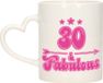 Bellatio Decorations Verjaardag cadeau mok 30 jaar - roze - hartjes handvat - geweldig - 300 ml - keramiek