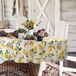 Yighty Ovaal tafelkleed met bloemen en citroenmotief, geel/citroenkleurig tafelkleed met bloemenmotief, waterdicht kreukvrij tafelkleed, lente en zomer, decoratie voor vakantie, keuken, eetkamer