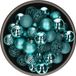 Bellatio Decorations kerstballen - 37x st - turquoise blauw - D6 cm - kunststof - onbreekbaar - kerstversiering