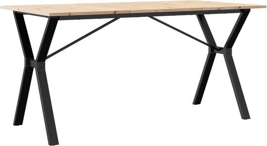 vidaXL Eettafel Y-frame 160x80x75 cm massief grenenhout en staal
