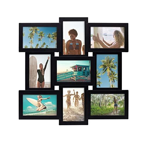 Melannco 9-Opening Puzzle Collage Photo Frame - Black