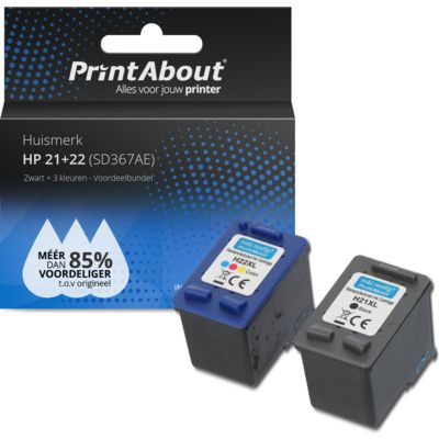 PrintAbout Huismerk HP 21 (SD367AE) Inktcartridge Zwart + 3 kleuren Voordeelbundel