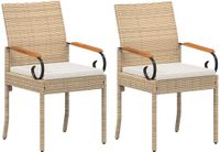 vidaXL Tuinstoelen 2 st Beige en Crème Wit Poly rattan en acacia
