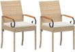 vidaXL Fauteuils de jardin 2 pcs Beige et crème Blanc Poly rotin et acacia