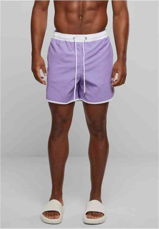 Urban Classics Retro Zwemshorts - Paars/Wit - 4XL