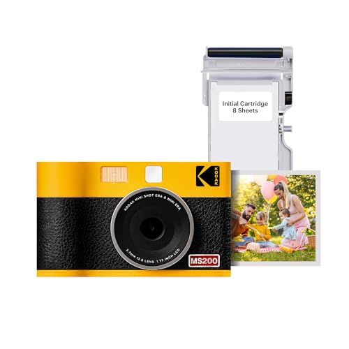 KODAK Mini Shot 2 ERA 4PASS 2-in-1 Instant Camera en Fotoprinter (5,3 x 8,6 cm) (fotoprinter + 8 vellen, geel)