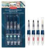 Derwent Push Button Waterbrush - Assorted Set (fine, medium, large, chisel tip)