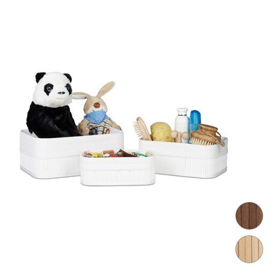 Relaxdays Opbergmandjes - 3-delige set - Bamboe - Bruin