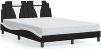 Prolenta Maison Exclusive - Bed frame Viana with LED lighting, mattress, black and white, 140x200 cm