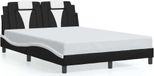 Prolenta Maison Exclusive - Bed frame Viana with LED lighting, mattress, black and white, 140x200 cm